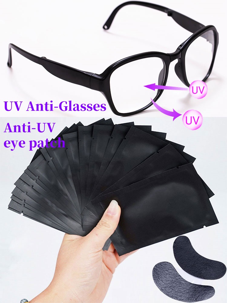 Eyelash Extension With Glasses - 50 çift dolgulu UV siyah yamalar
