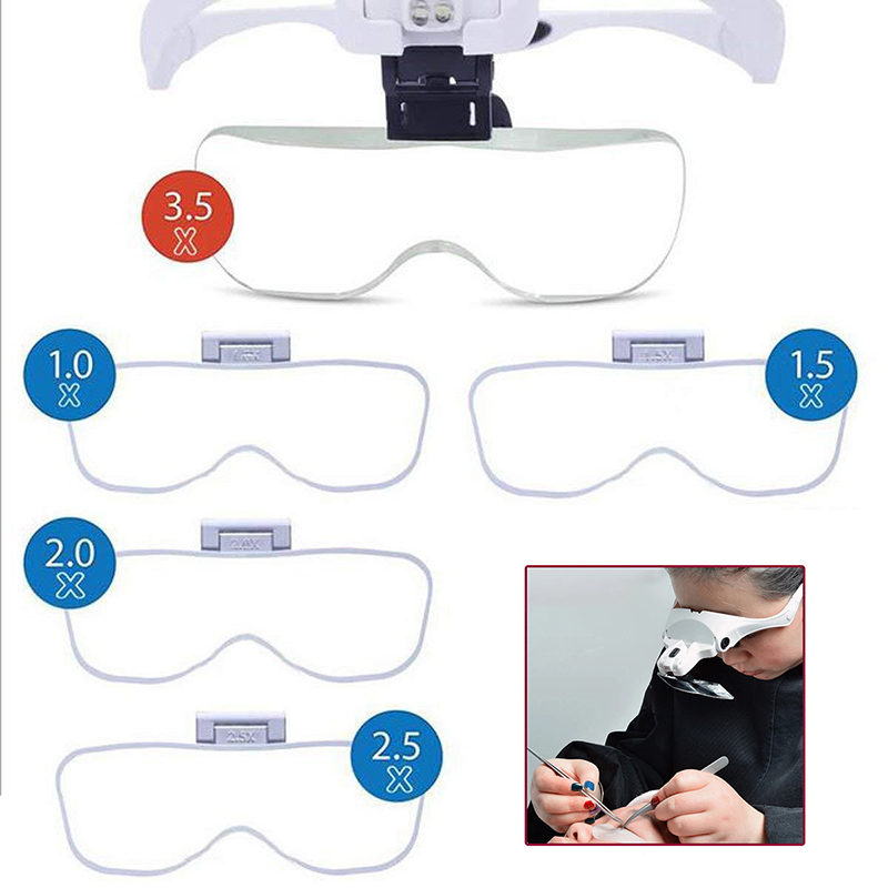 Eyelash Extension With Glasses - 5 adet Lens Ayarlanabilir Büyüteç Kirpik